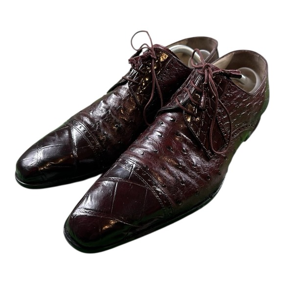 Fennix Wine Ostrich Alligator Men's Captor Shoe Size 9.5